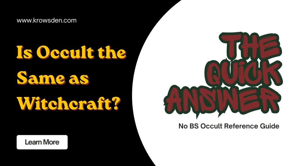 "is the occult the same as witchcraft" in yellow lettering beside "the quick answer" in red and black text.